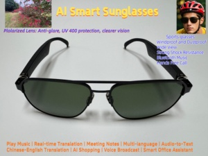 New AI Smart Glasses Outdoor with UV400 Protection PC Lenses Hands-Free Music & Bluetooth Call